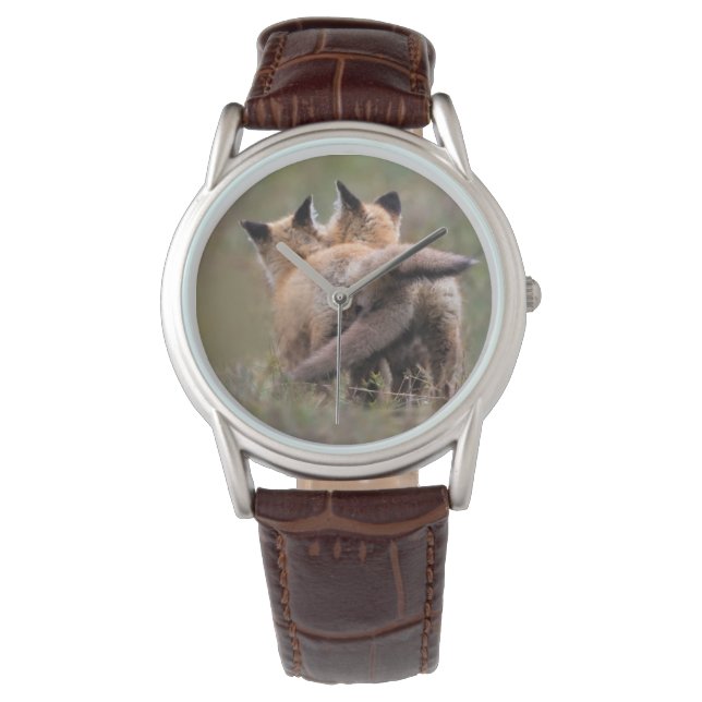 Montre Cutest Baby Animals | Red Fox Kits Locking Tails (devant)