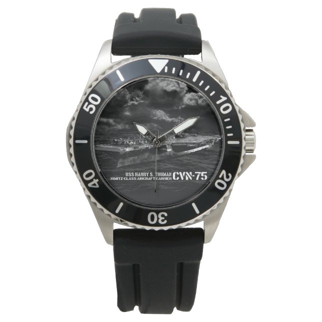 Montre CVN-75 Harry S. Truman Protector Crown Rubb noir (devant)