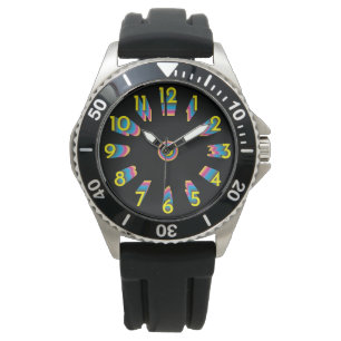 Montre cyan magenta jaune dégradé noir eWatch