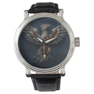 Montre Cyber-Phoenix Vintage : Oiseau Mythique Or Vieilli