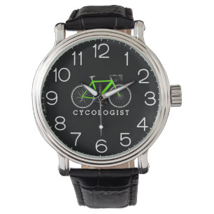 Montre Cycologiste Vélo Vert Sur Noir