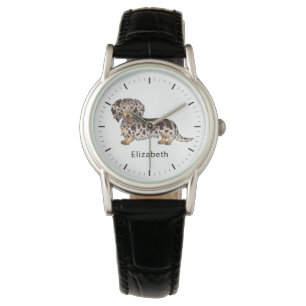 Montre Dachshund à longs poils chocolat et panaché de tan