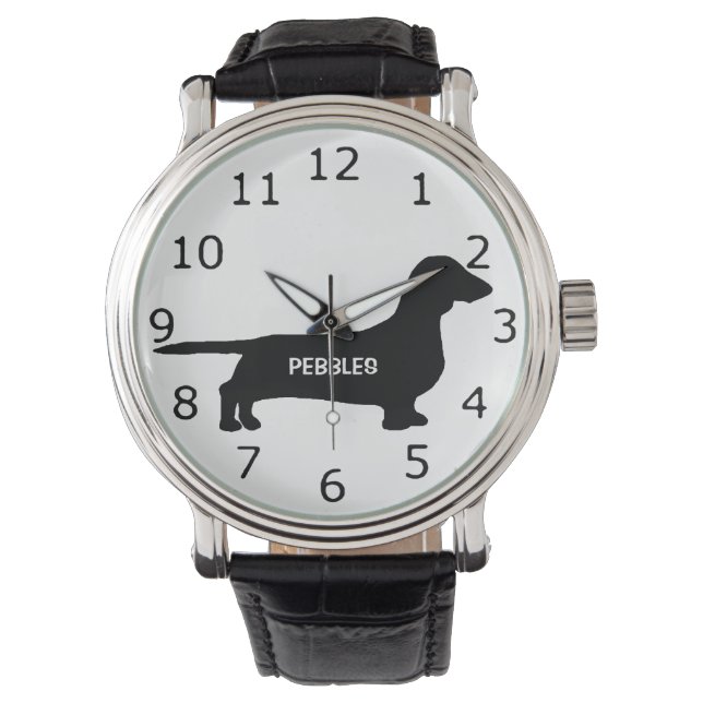 Montre Dachshund Chien PERSONNALISÉ Silhouette (devant)
