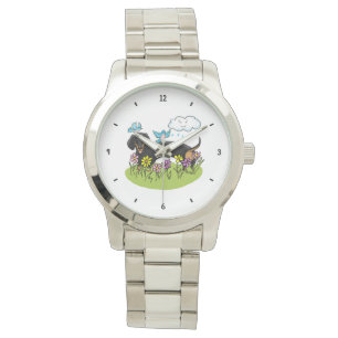 Montre Dachshund de printemps (noir et tan) Mignonne chie