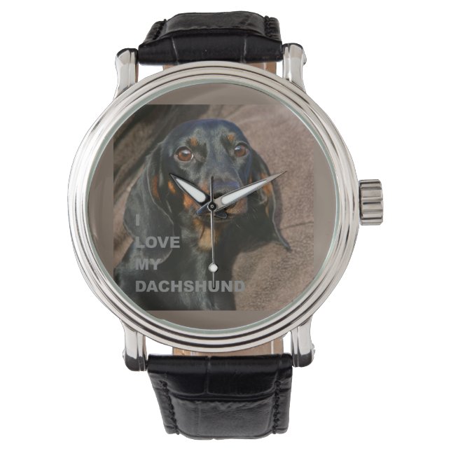 Montre dachshund noir et l'amour tan avec pic (devant)