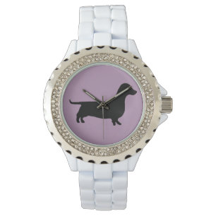 Montre Dachshund Silhouette sur n'importe quelle couleur 