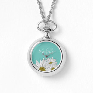 Montre Daisies modernes Turquoise tendance Botanique