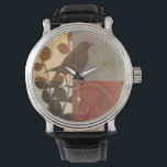 Montre Damask Sparrow<br><div class="desc">Ce dessin d'art contemporain d'un moineau brun et d'autres détails inspirés du collage ajoutera du caractère à tout salon ou salle à manger. L'image comprend un thème de couleur rouge et marron. Obtenez aujourd'hui cette belle et unique impression artistique de l'artiste Norman Wyatt.</div>