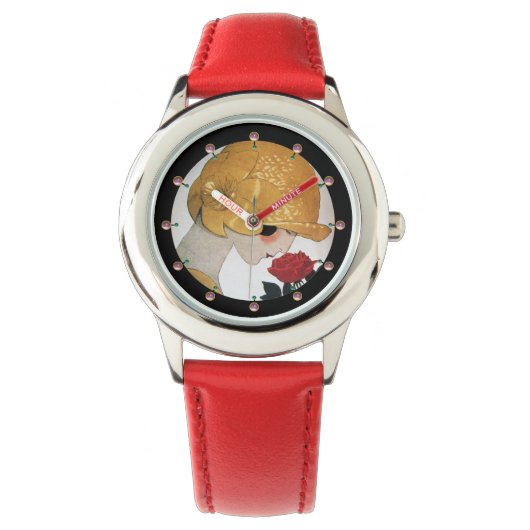 MONTRE DAME AVEC ROSE ROUGE (devant)