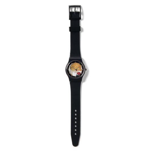 MONTRE DAME AVEC ROSE ROUGE (Sangle)