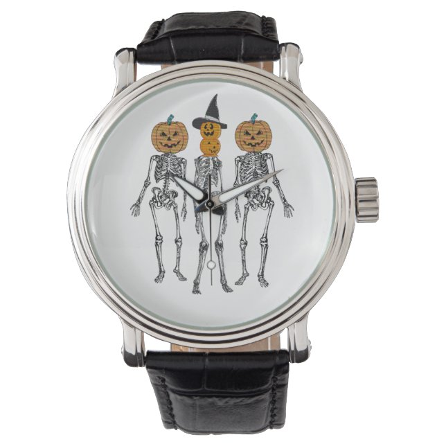 Montre Dancing Skeleton Citrouille Head Funny Halloween (devant)
