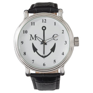 Montre d'ancre marine avec monogramme personnalis
