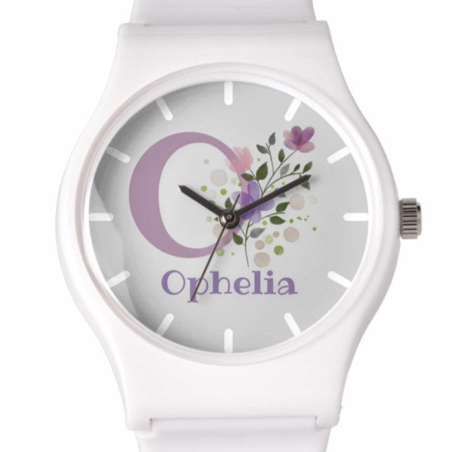 Montre dans un design floral avec nom et initiale (Créateur téléchargé)