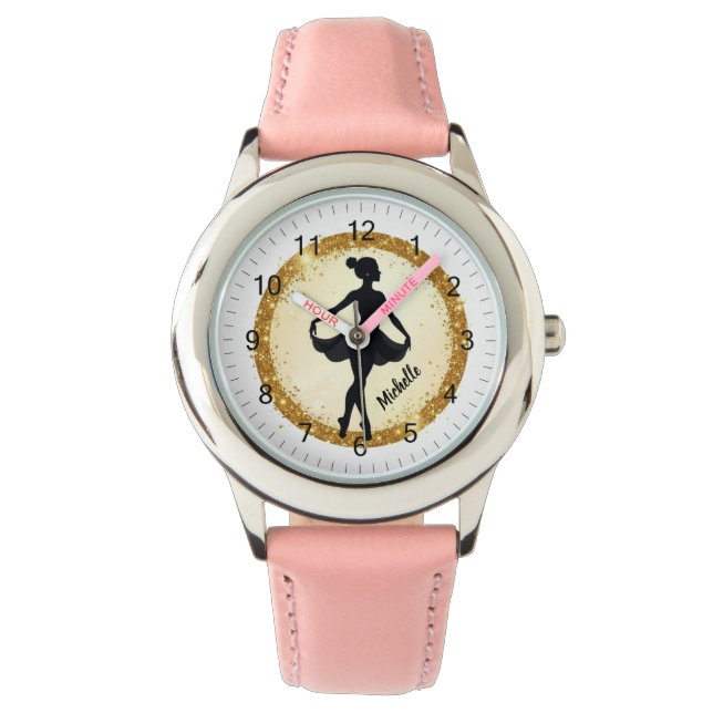 Montre Danse Ballet Ballerina Or Moderne Personnalisée (devant)