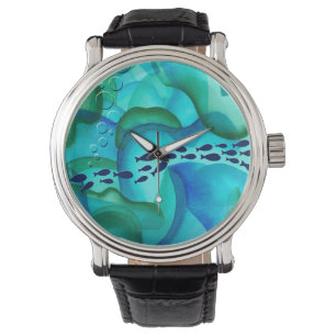 Montre d'aquarelle de poisson scolaire