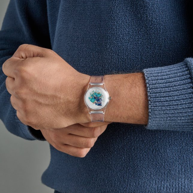 Montre Dark Elegance – Blue Bloom Requiem  (main)