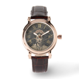 Montre d'art en or rose Frida Kahlo