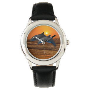 Montre Dauphin de Bottlenose au coucher du soleil