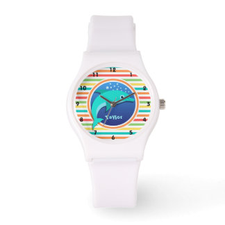 Montre Dauphin ; Rayures arc-en-ciel lumineuses