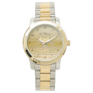 Montre Dauphins et coeur d'or d'anniversaire