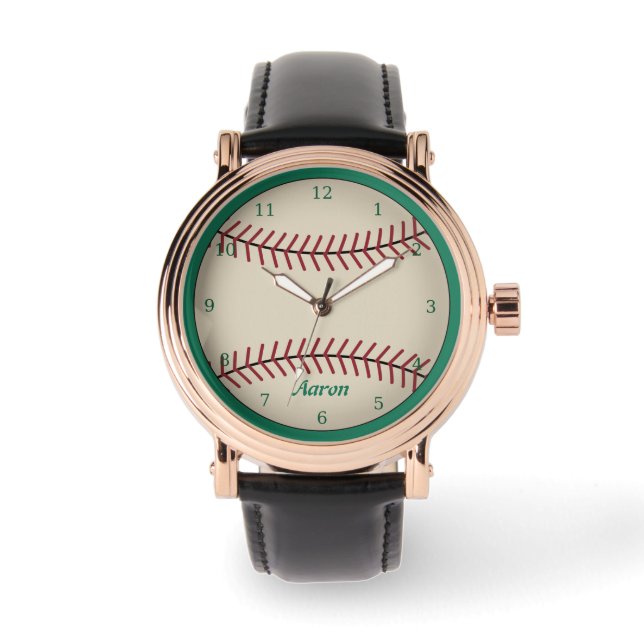Montre de baseball classique personnalisée verte (Recto)