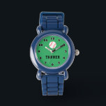 Montre de baseball pour enfants avec nom personnal<br><div class="desc">Montre de baseball pour enfants avec imprimé de nom personnalisé. Montres à poignet personnalisables pour joueurs de baseball et fans. Idée cadeau d'anniversaire pour les garçons. Disponible en bleu,  noir,  rouge etc. Design sportif avec cadran numéroté. Faites la sienne pour fils,  frère,  petit-fils,  petit-fils,  amis,  coéquipiers et autres enfants.</div>