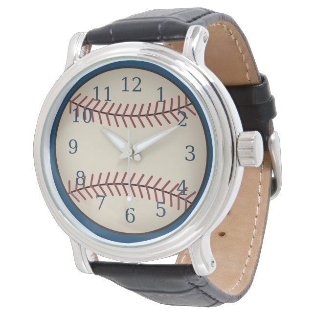 Montre de baseball vintage bleue (Incliné)