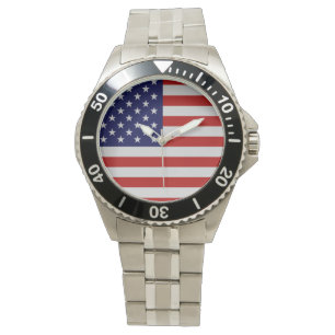 Montre de bracelet d'acier inoxydable de drapeau