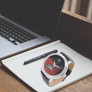 Montre de cadeau de monogramme personnalisée par