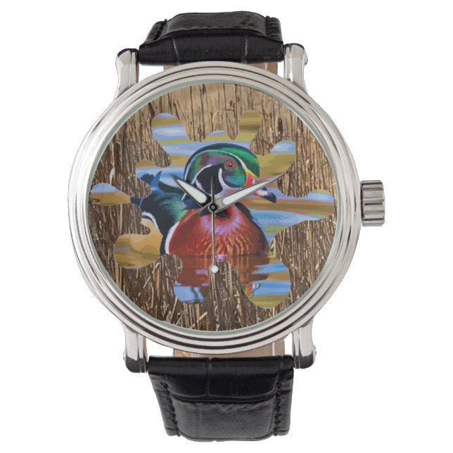 Montre de canard à bois, Chasseur de canard (devant)