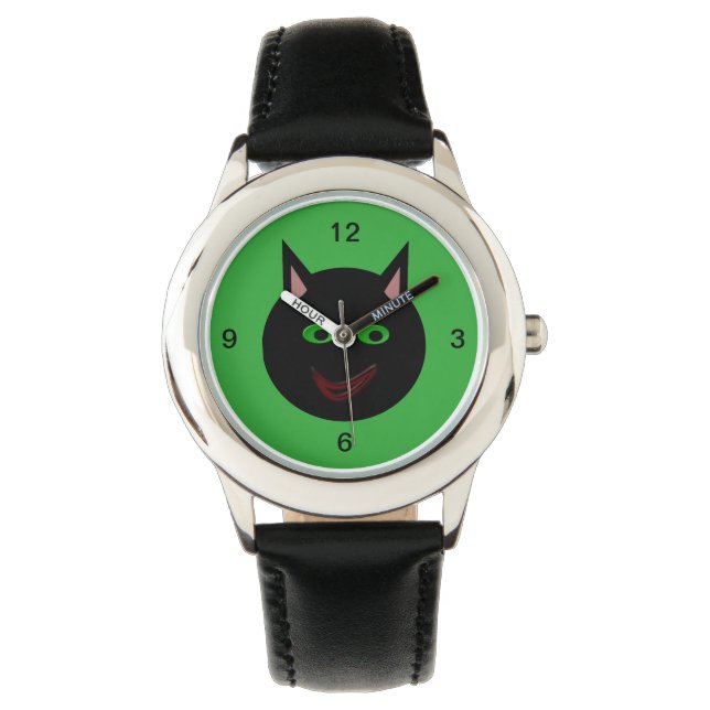 Montre de chat noir Halloween (devant)