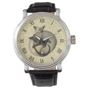 Montre de chats siamois de Yin Yang