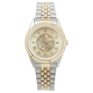 Montre de chiffres romains d'or antique