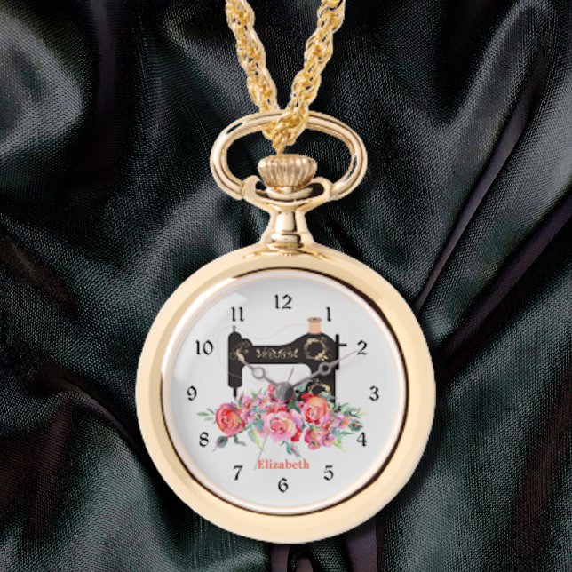 Montre de collier de machine à coudre rose (Créateur téléchargé)