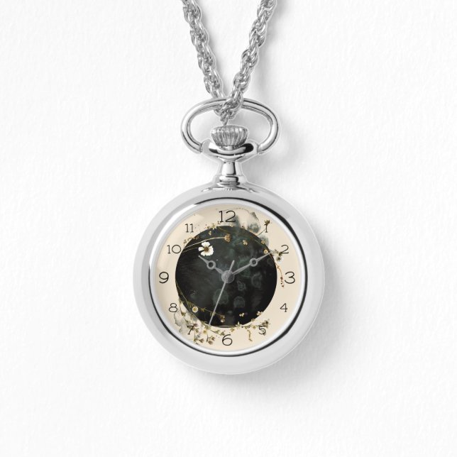 Montre de collier floral à phase lunaire (Recto)