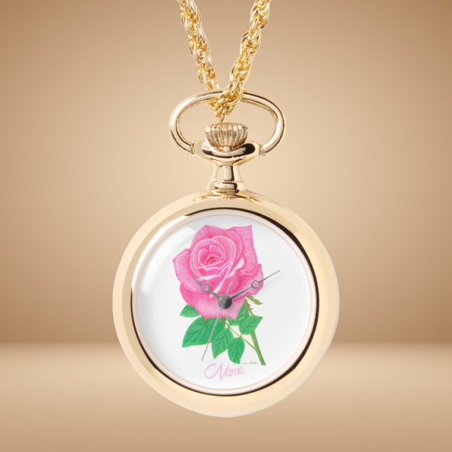 Montre de collier or rose Fleur Rose (Créateur téléchargé)