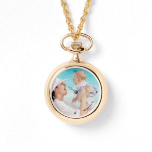 Montre de collier personnalisé or