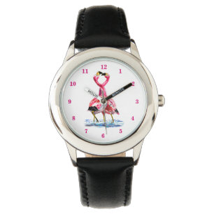 Montre de couple de danse tango Flamant Rose