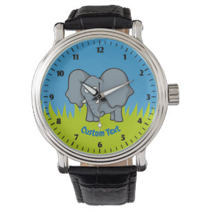 Montre de dessin animé d'éléphant gris