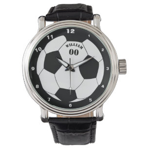 Montre de football & ballon de foot avec nom et nu
