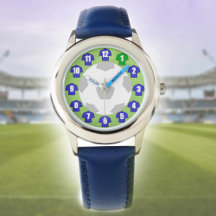Montre de football pour enfants avec chemises bleu