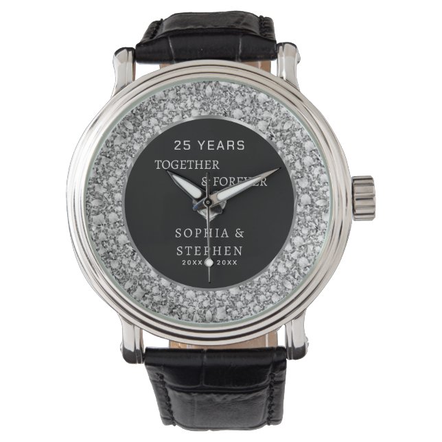 Montre de l'anniversaire Silver-Grey Diamonds (devant)