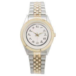 Montre de luxe à deux tons en or avec chiffres kan
