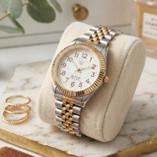 Montre de luxe deux tons or argent avec couronne