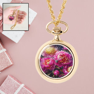 Montre De magnifiques pivoines roses aux accents dorés