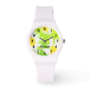 Montre de marguerite blanche avec nom personnalisé