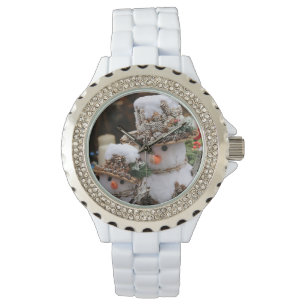 Montre de Noël Bonhomme de Neige avec Strass Blanc