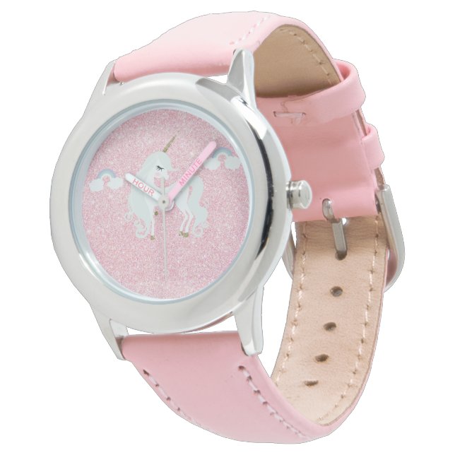 Montre de Parties scintillant rose Unicorn (Incliné)