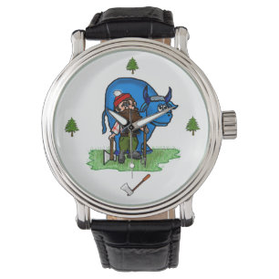 Montre de Paul Bunyan avec les arbres et la hache