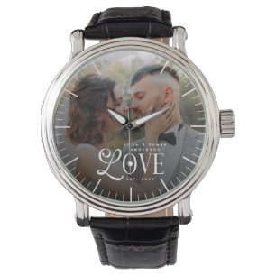 Montre de photo de mariage de couple année nom per